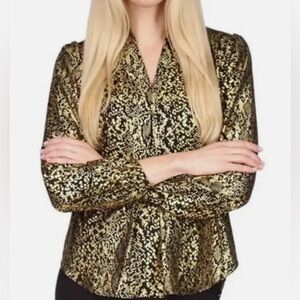 Michael, Michael Kors gold metallic snake skin blouse, LP